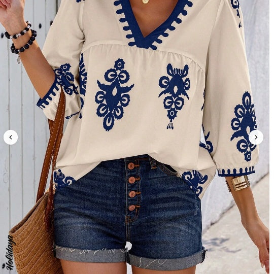 Blouse Tunique Bohème à Col V