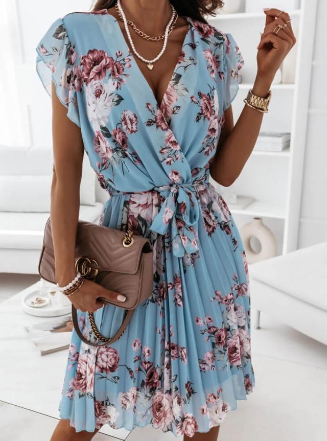Robe Cache-Cœur Fleurie – Élégance Estivale