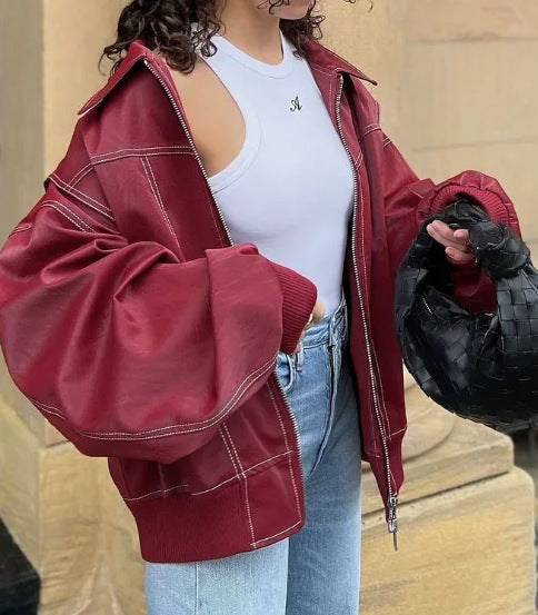 Aveline™ – Bomber Oversize en Cuir
