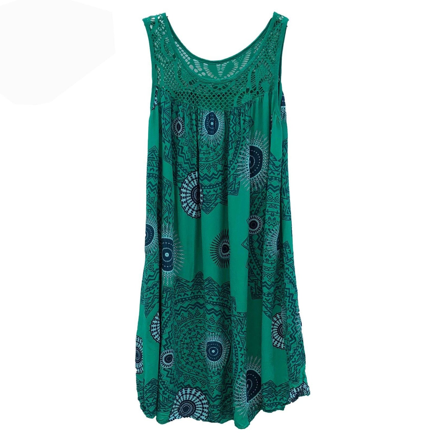 Robe Évasée Dentelle Sans Manches