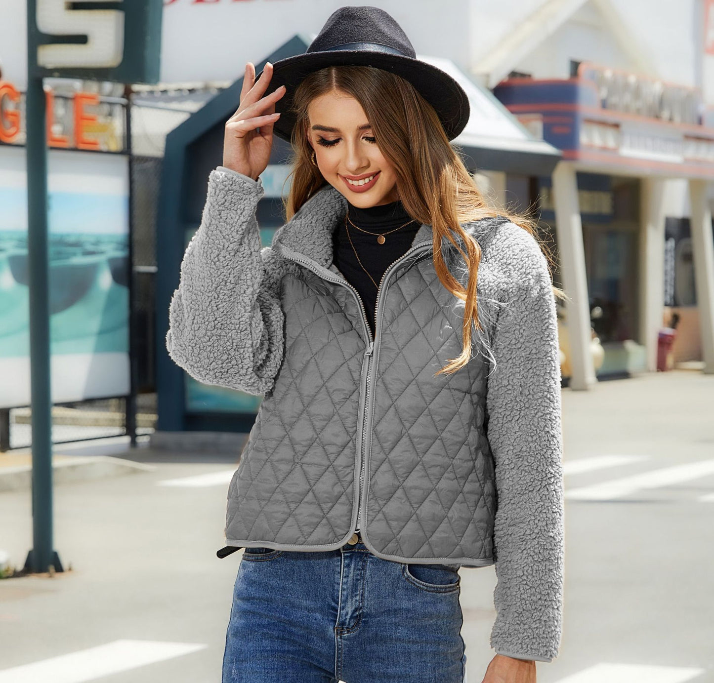 Komazila | Veste matelassée avec manches en tissu peluche