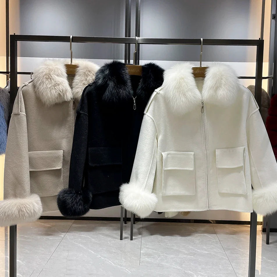 Manteau laine double-face velours – Style cocoon chic