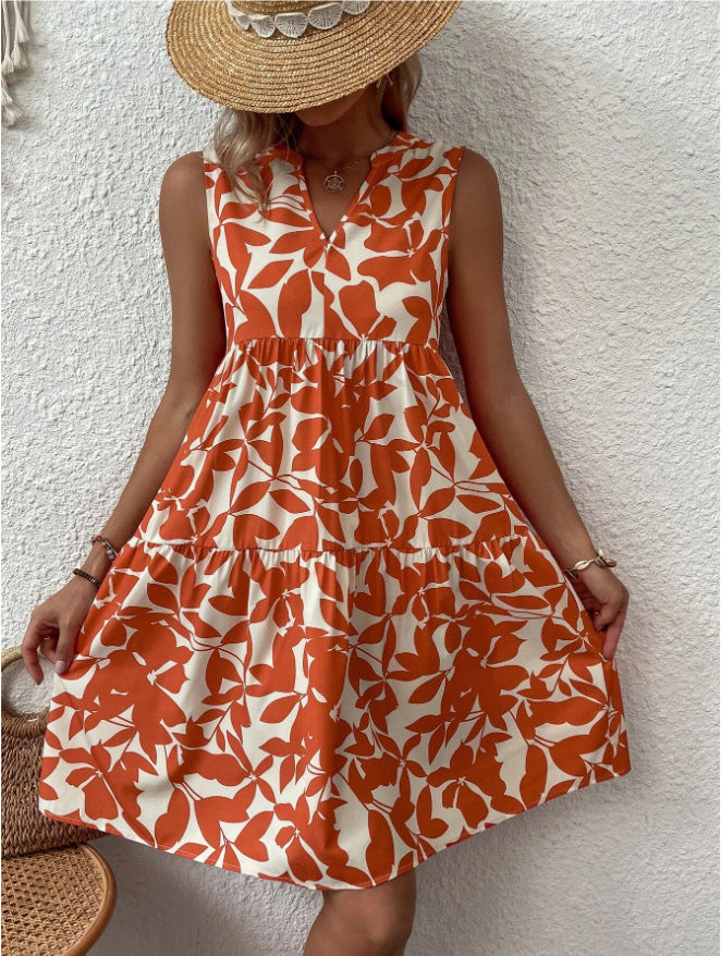 Robe Fluide Imprimée à Col V