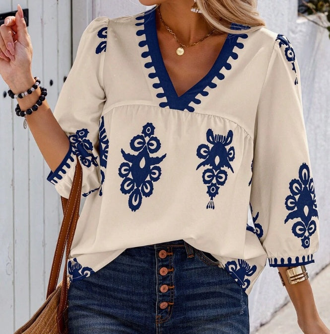 Blouse Tunique Bohème à Col V
