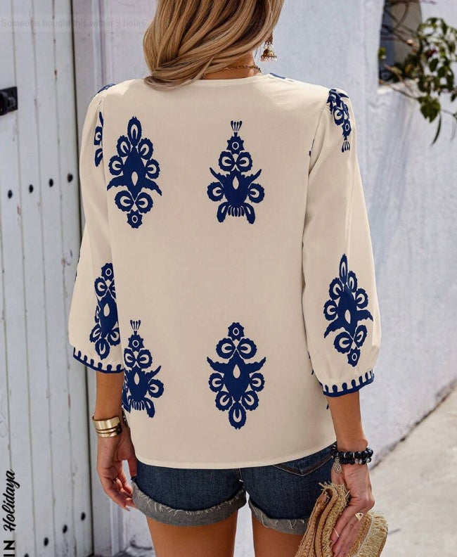 Blouse Tunique Bohème à Col V