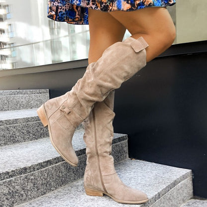 Selena™ – Bottes Montantes  à Talon Bas & Fermeture Éclair