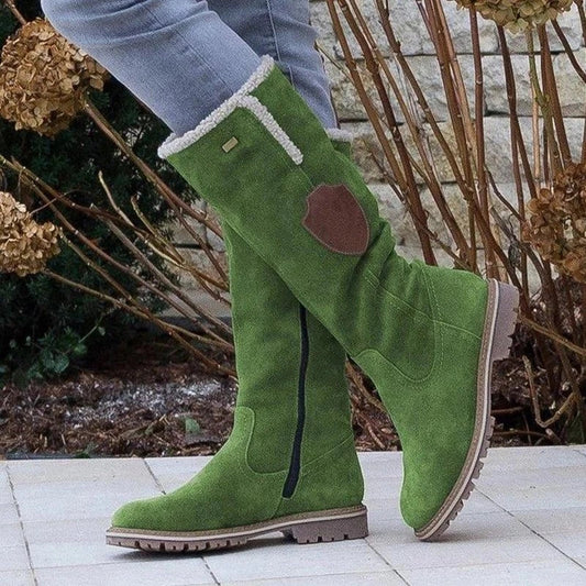 Komazila | Bottes de neige plates au genou avec fermeture à glissière