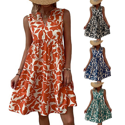 Robe Fluide Imprimée à Col V