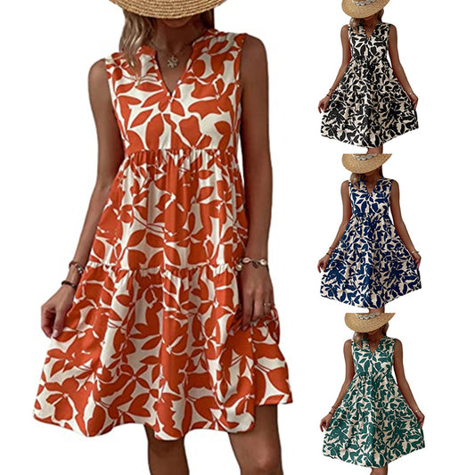 Robe Fluide Imprimée à Col V