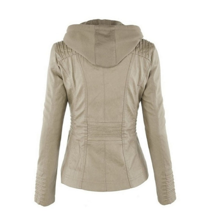 Komazila I Veste en Similicuir avec Détails Zippés
