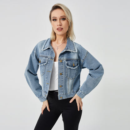 Veste en Jean Femme – Manches Longues & Style Décontracté