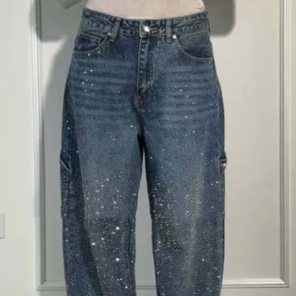 Emira™ | Jean Décontracté Éclatant avec Strass Brillants