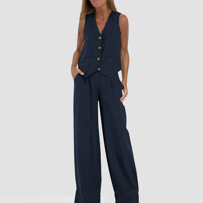 Komazila | Ensemble Blazer Deux Pièces en Coton Lin Casual