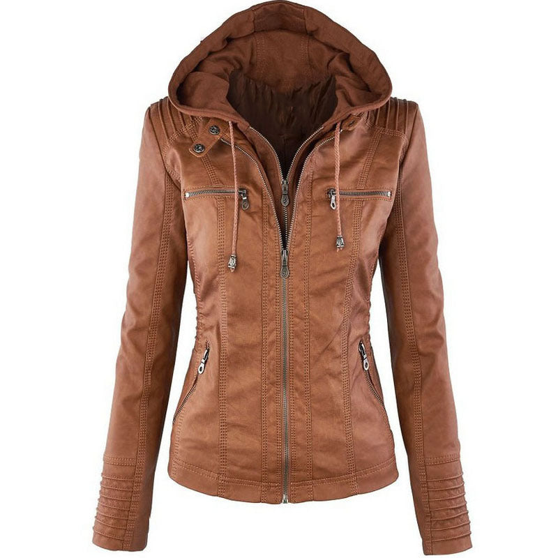Komazila I Veste en Similicuir avec Détails Zippés