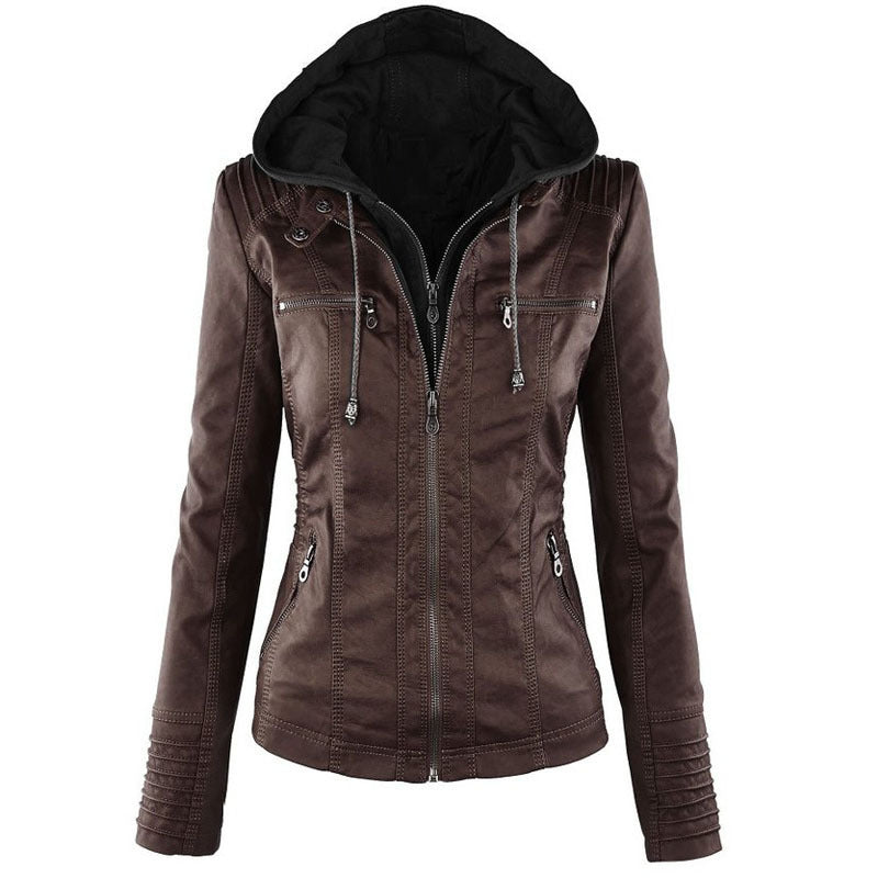 Komazila I Veste en Similicuir avec Détails Zippés