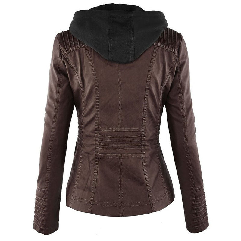 Komazila I Veste en Similicuir avec Détails Zippés