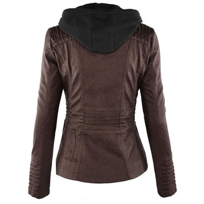 Komazila I Veste en Similicuir avec Détails Zippés