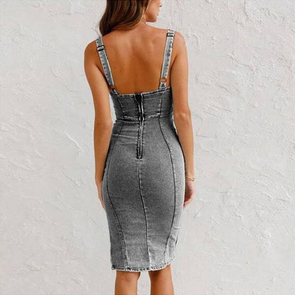 Robe en Jean Fendue – Charme Urbain