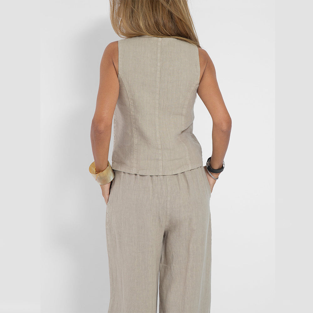 Komazila | Ensemble Blazer Deux Pièces en Coton Lin Casual