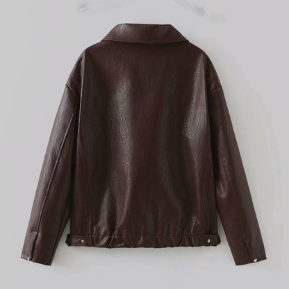 Jaqueta Denisys™ – Élégance en Simili Cuir Bordeaux