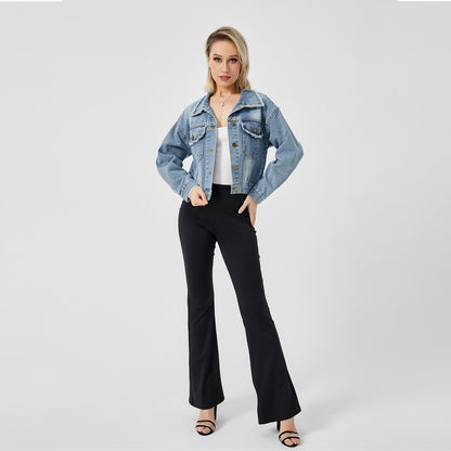 Veste en Jean Femme – Manches Longues & Style Décontracté