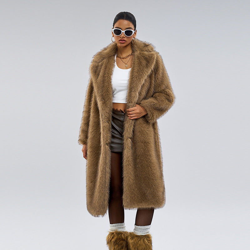 Aurelia™ – Manteau Long en Fausse Fourrure Élégante