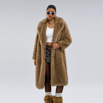 Aurelia™ – Manteau Long en Fausse Fourrure Élégante
