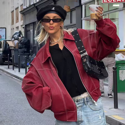 Aveline™ – Bomber Oversize en Cuir