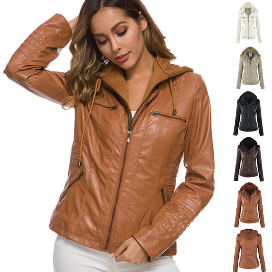 Komazila I Veste en Similicuir avec Détails Zippés
