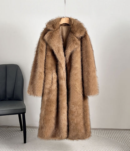 Aurelia™ – Manteau Long en Fausse Fourrure Élégante