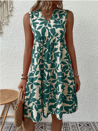 Robe Fluide Imprimée à Col V