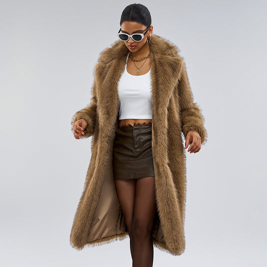 Aurelia™ – Manteau Long en Fausse Fourrure Élégante