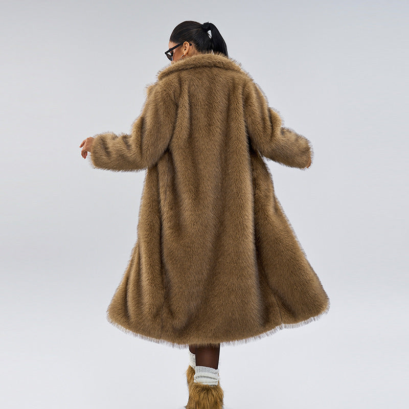 Aurelia™ – Manteau Long en Fausse Fourrure Élégante