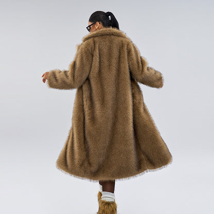 Aurelia™ – Manteau Long en Fausse Fourrure Élégante